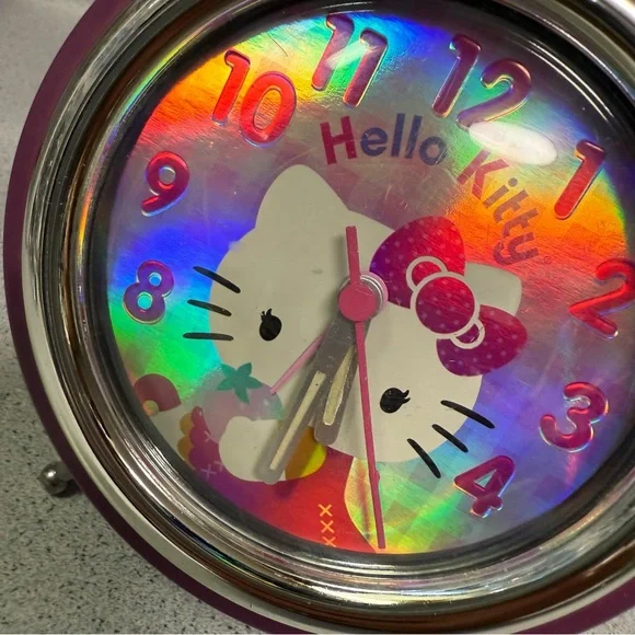 Hello Kitty Purple Alarm Clock with holographic face/glowing hands. Y2K. - Picture 9 of 9